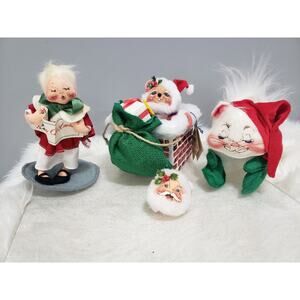 Vintage Annalee‎ 1990s Collection Claus Santa Hat Cat Mouse Chimney Lot caroler
